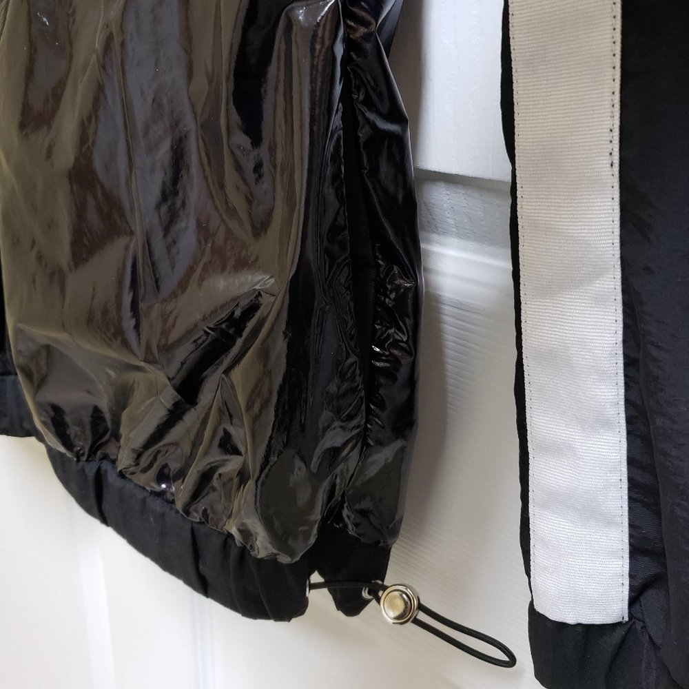 Ashley Windbreaker Women S Hooded Nylon Pullover Black White 1/2 Zip Lightweight - Picture 8 of 10